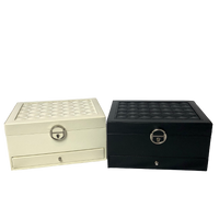 Lockable Ivory or Black Jewellery Box Embellished with Diamond-Pattern