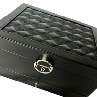 Lockable Ivory or Black Jewellery Box Embellished with Diamond-Pattern