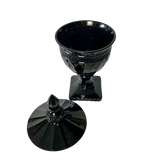 Buckingham Black Glass Crystal Trinket Jewellery Bathroom Lolly Jar with Pointed Tip Lid