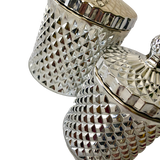 Silver Regina Glass Crystal Trinket Jewellery Bathroom Lolly Jar with Pointed Tip Lid