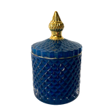 Royal Collection Elegant Royal Blue Crystal Trinket Lolly Candle Fill Jars with Gold Tip - Variety