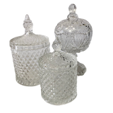 Glass Regina Clear Crystal Trinkets Bedroom Bathroom Lolly Candle Fill Jar Varieties
