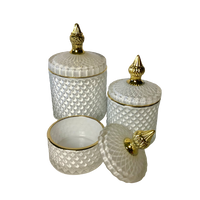 Royal Collection Elegant White Crystal Trinket Lolly Candle Fill Jars with Gold Tip - Variety