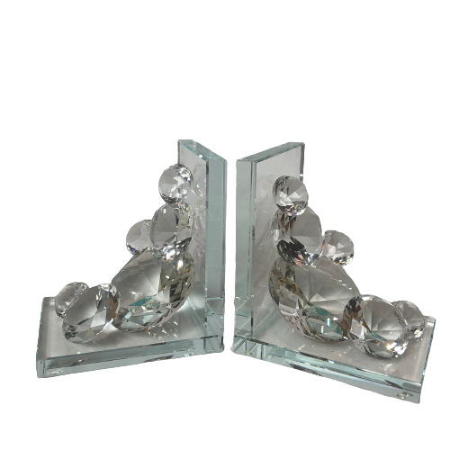 Custer Of Crystal Glass Diamonds Bookends Home Décor