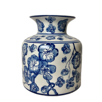 Blue & White Floral Design Ceramic Vase 20cm