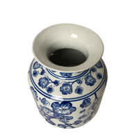 Blue & White Floral Design Ceramic Vase 20cm