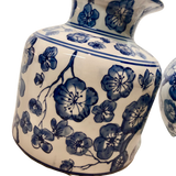 Blue & White Floral Design Ceramic Vase 20cm