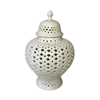 Round White Lace Pierced Glazed Ceramic Temple Ginger Jar 20cm or 37cm