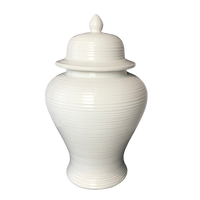 White Round Ripple Glazed Ceramic Temple Ginger Jar 40cm