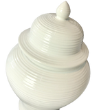 White Round Ripple Glazed Ceramic Temple Ginger Jar 40cm