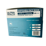 Level 2 Disposable Anti-Fog Nasal Strip Face Masks Submicron Latex Free Ear Loop 50 pack UltraHealth