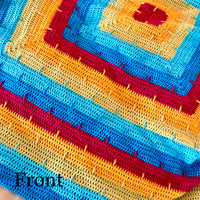 One of a Kind Handmade Crochet Bright Colour Throw Blanket 100% Cotton
