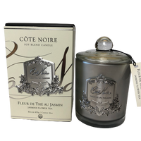 Côte Noire French Candle Jasmine Flower Tea with Silver Crest 60 or 100 Hours Burning Time