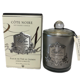 Côte Noire French Candle Jasmine Flower Tea with Silver Crest 60 or 100 Hours Burning Time