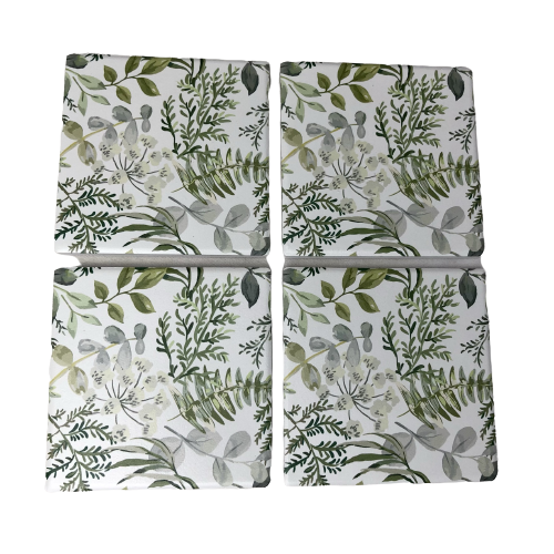 Drink Coasters Set of 4 -  Mixed Green Leaf
