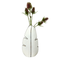 Tropical Leaf White Decorative Vases - Two Sizes Available