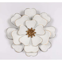 3D Metal Wood Blossom White Flower Sculpture Wall Hanging Art Plaque Décor 55cm