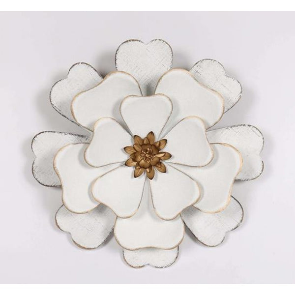 3D Metal Wood Blossom White Flower Sculpture Wall Hanging Art Plaque Décor 55cm