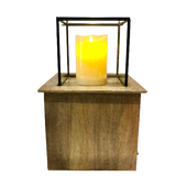 Square Mango Wood Base with Glass Top Terrarium/Pillar Candle Holder Two Sizes