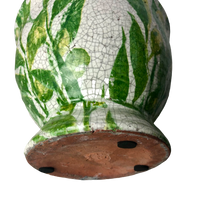 Vintage Charm Glazed Terracotta Oval or Urn Olive Leaves Design