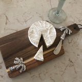 Acacia Wood Board & Silver Spreader Palm Tree Gift Set