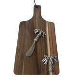 Acacia Wood Board & Silver Spreader Palm Tree Gift Set