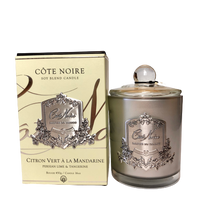 Côte Noire French Candle Persian Lime and Tangerine with Silver Crest 60 or 100 Hours Burning Time