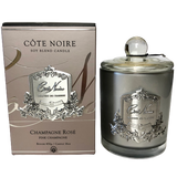 Côte Noire French Candle Pink Champagne with Silver Crest 60 or 100 Hours Burning Time