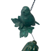 Sweet Green Bird Windchime with Porcelain Glazed Bell