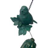 Sweet Green Bird Windchime with Porcelain Glazed Bell