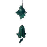 Sweet Green Bird Windchime with Porcelain Glazed Bell