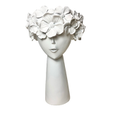 White Protea Flower Decorative Planters Statues Figurines - Indoor or Outdoor Varieties