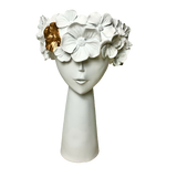 White Protea Flower Decorative Planters Statues Figurines - Indoor or Outdoor Varieties