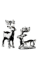 Pair of Silver Reindeers Votive Tea Light Candle Holders