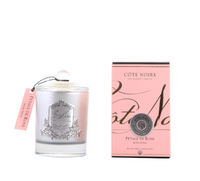 Côte Noire French Candle Rose Petal with Silver Crest 60 or 100 Hours Burning Time