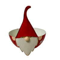 Cute Christmas Santa Peering Over The Bowl Party Nuts Candy Dip Bowl in 2 Styles