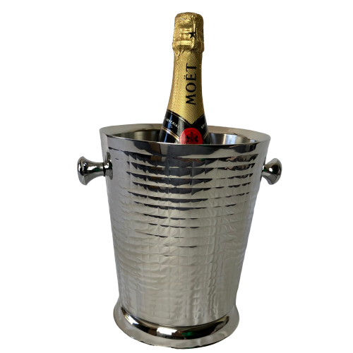 Elegant Stainless Steel Grid Pattern Champagne-Wine Ice Bucket