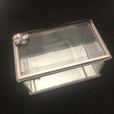 Silver Glass Jewellery Box With Diamante Bumble Bee Crystal Jewel Variety of Sizes