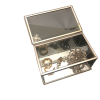 Silver Glass Jewellery Box With Diamante Bumble Bee Crystal Jewel Variety of Sizes