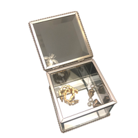 Silver Glass Jewellery Box With Diamante Bumble Bee Crystal Jewel Variety of Sizes