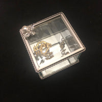 Silver Glass Jewellery Box With Diamante Bumble Bee Crystal Jewel Variety of Sizes