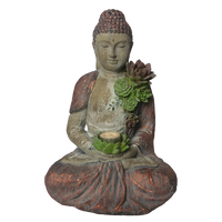 Buddha Draping Succulents Lotus Flower Votive Tea Light Candle Holder 34cm