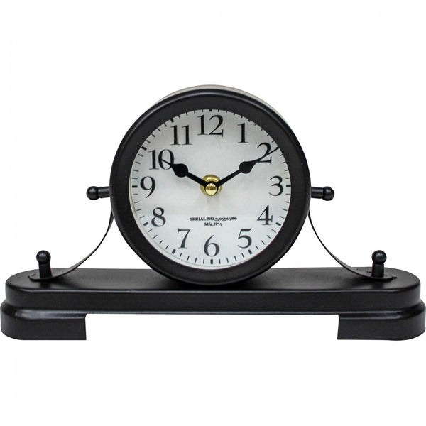 Table Mantel Vintage Black Glass Face Clock