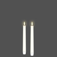 Uyuni Life-Like Flameless Wax Candles Single Wick Tapers Ivory Or White Twin Pack Collection