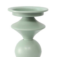 Modern Light Teal Stacked Shapes Metal Pillar Candle Holder Height 27cm