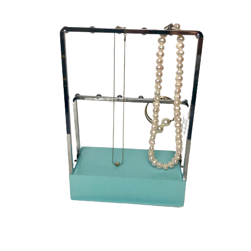 Tiffany Jewellery Stand With A Draw In Tiffany Blue And Silver