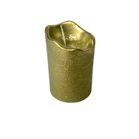 Gold or Silver Real Wax Flickering Flameless Pillar Candle Small 8cm