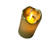 Gold or Silver Real Wax Flickering Flameless Pillar Candle Small 8cm