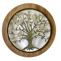 Extra-Large Galvanised Tree of Life Detailing Birds Framed Wall Art Décor Hanging 60cm