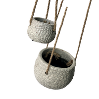 Set of Two Rustic Clay Hanging Planter Pot with Jute Rope in a Variety Of Colours